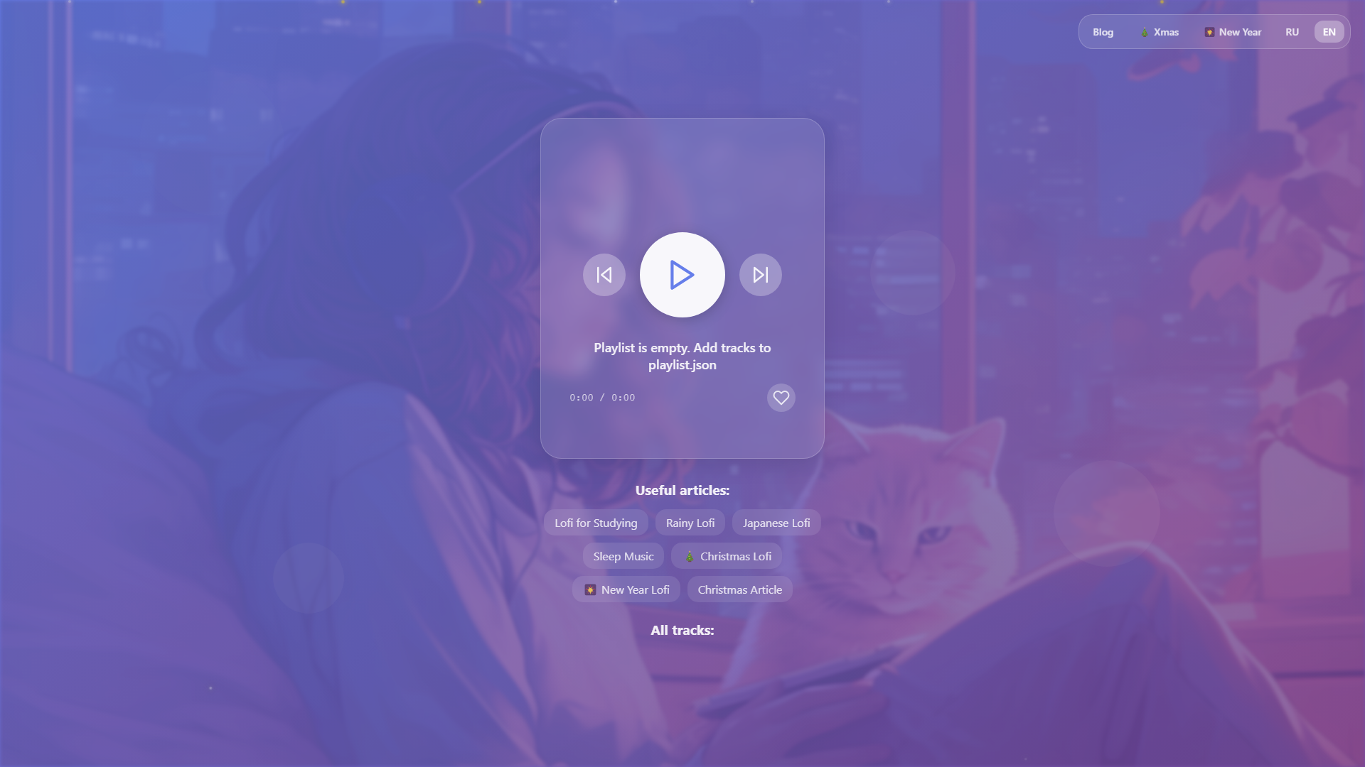 Main page with player (EN)