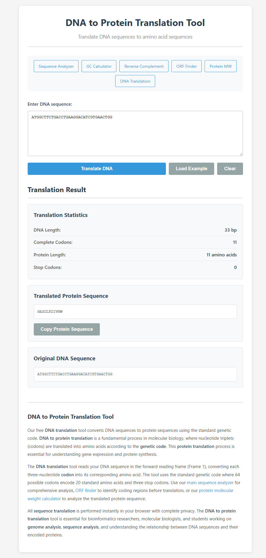 DNA translation with translation example (EN)
